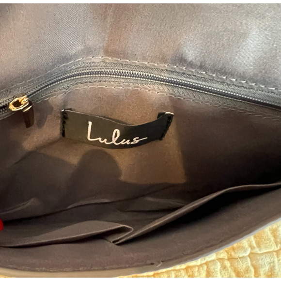 Lulus Clutch Purse Crossbody Brown Faux Suede Foldover Removable Chain Strap NWT - Picture 5 of 8